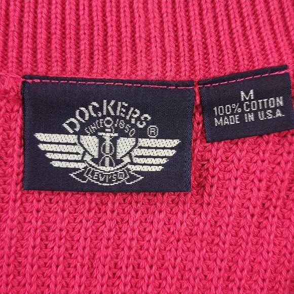 92 Vintage Levis Dockers Nantucket Sweater Pink V-Neck M USA Schoolgirl Academia - Picture 3 of 11